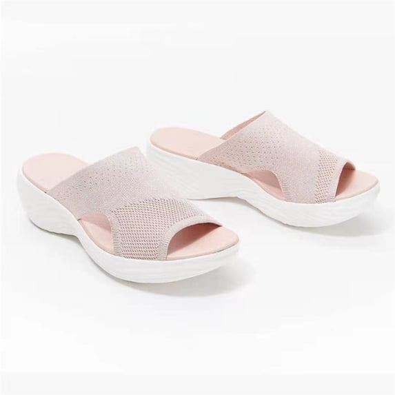 Domuza Womens Orthopedic Platform Slides Sandals with Arch Support Ladies Comfortable Walking Open Toe Plantar Fasciitis Slip On Pink 10(EU-43)