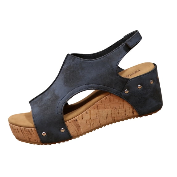 Domuza Womens Orthopedic Sandals Arch Support Flat Wedge Sandals Lightweight Non Slip Slip on Work Shoes Beach Vacation 2026 Foam Shoes Blue 9(EU-42)