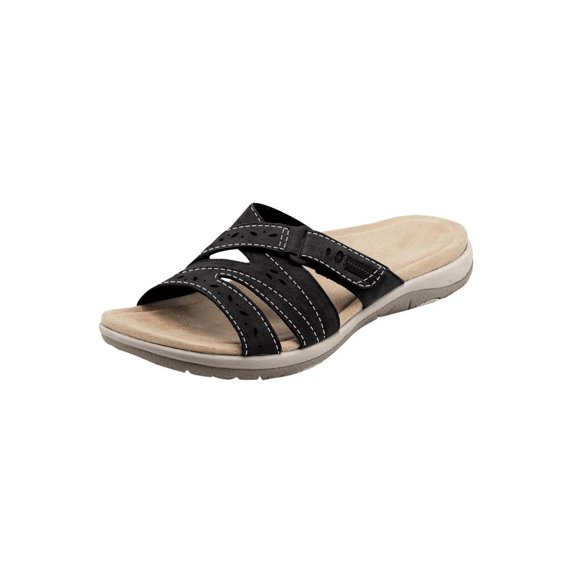 Domuza Womens Orthopedic Sandals Arch Support Flat Wedge Sandals Wide Slip on Non Slip Hiking Shoes Comfortable 2026 Orthopedic Shoes Black 10(EU-43)