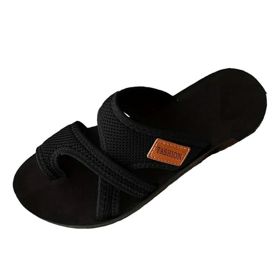Domuza Womens Orthopedic Sandals Arch Support Flat Wedge Sandals Wide Width Non Slip Slip on Beach Slippers Beach 2026 New Foam Shoes Black 7.5(EU-39)