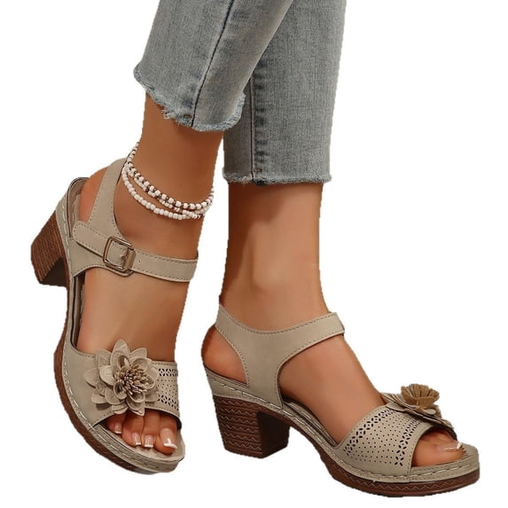 Domuza Womens Orthopedic Sandals Non Slip Slip on Arch Support Summer Flat Sandals Wide Hiking Shoes 2026 New Comfort Foam Shoes Beige 6.5(EU-37)