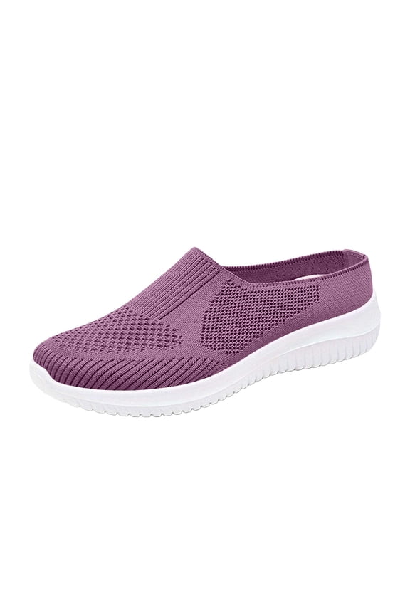 Womens Orthopedic Shoes Arch Support Non Slip Slip on Nurse Shoes Wide Knitted Mesh Stretch House Shoes Comfort 2026 Orthopedic Shoes Purple 7(EU-38)