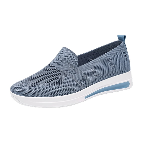 Domuza Womens Orthopedic Shoes Arch Support Slip on Non Slip Golf Shoes Breathable Knitted Mesh Stretch Walking Shoes Comfort 2026 Foam Shoes Blue 7.5(EU-39)