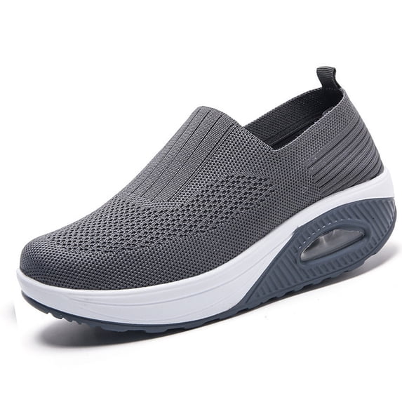 Domuza Womens Orthopedic Shoes Arch Support Slip on Non Slip Nurse Shoes Breathable Mesh Stretch Hiking Shoes Comfort 2026 New Foam Shoes Gray 6.5(EU-37)