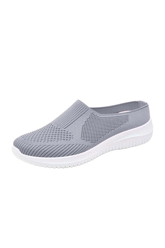 Womens Orthopedic Shoes Arch Support Slip on Non Slip Running Shoes Breathable Mesh Stretch Business Casual Shoes Soft 2026 Orthopedic Shoes Gray 8.5（EU-41）