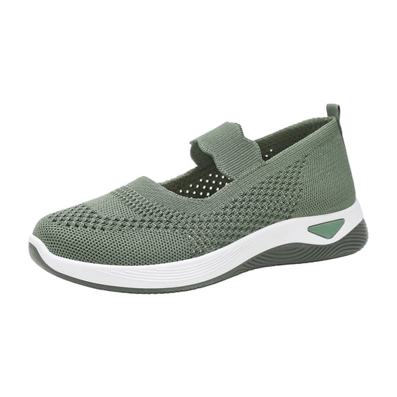Domuza Womens Orthopedic Shoes Arch Support Slip on Non Slip Tennis Shoes Wide Mesh Stretch Work Shoes Comfortable 2026 New Foam Shoes Green 9(EU-42)
