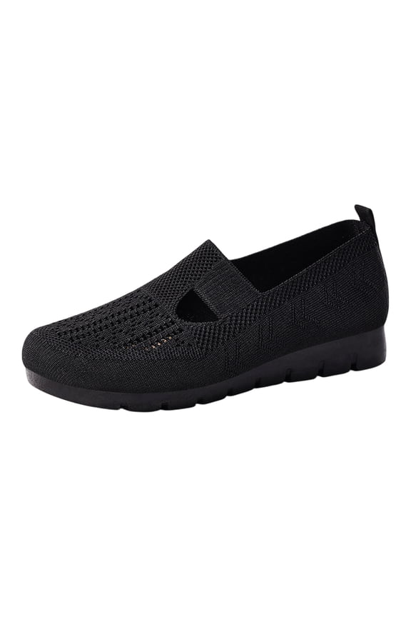 Womens Orthopedic Shoes Lightweight Woven Breathable Slip On Shoes Plantar Fasciitis Nursing Shoe Comfortable Soft Sole Wide Toe Box Shoe Black 8.5(EU-41)