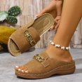 thumbnail image 1 of Domuza Womens Orthopedic Wedge Sandals, Arch Support Wide Width Open Toe Slip On Platform Shoes, Fashion Metal Buckle Comfortable Summer Beach Casual Walking Footwear Brown 8（EU-40）, 1 of 5