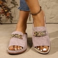thumbnail image 1 of Domuza Womens Orthopedic Wedge Sandals, Arch Support Wide Width Open Toe Slip On Platform Shoes, Fashion Metal Buckle Comfortable Summer Beach Casual Walking Footwear Pink 5.5（EU-36）, 1 of 5