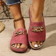 thumbnail image 1 of Domuza Womens Orthopedic Wedge Sandals, Arch Support Wide Width Open Toe Slip On Platform Shoes, Fashion Metal Buckle Comfortable Summer Beach Casual Walking Footwear Red 7（EU-38）, 1 of 5