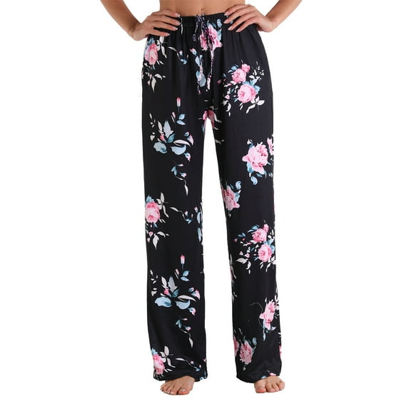 Domuza Womens Pajamas Pants Casual Soft Comfy Elastic Waist Straight Leg Pj Pants Funny Graphics Relaxed Fit Lounge Sleepwear Black 3XL
