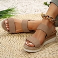 thumbnail image 1 of Domuza Womens Platform Espadrilles Wedge Sandals Comfortable Platform Open Toe Sandals with Ankle Strap | Casual Summer Dress Women Shoes for Beach, Travel, Walking, Daily Wear Khaki 8（EU-40）, 1 of 4