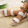 thumbnail image 1 of Domuza Womens Platform Espadrilles Wedge Sandals Comfortable Platform Open Toe Sandals with Ankle Strap | Casual Summer Dress Women Shoes for Beach, Travel, Walking, Daily Wear White 6.5（EU-37）, 1 of 4