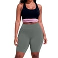 thumbnail image 1 of Domuza Womens Plus Size Biker Yoga Shorts with Pocket, High Waisted Tummy Control Workout Elastic Athletic Gym Shorts Light Gray 5XL, 1 of 3