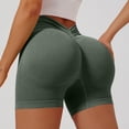 thumbnail image 1 of Domuza Womens Workout Impact Shorts V Back Butt Lifting Tummy Control Gym Shorts Comfy Running Seamless Booty Biker Shorts Green L, 1 of 8