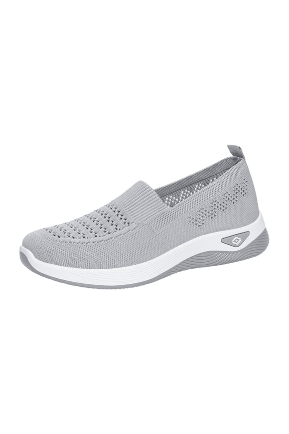 Womens Woven Orthopedic with Arch Support Shoes 2026 New Soft Sole Mesh Breathable Shoes Casual Slip On Soft Shoes Gray 7.5(EU-39)