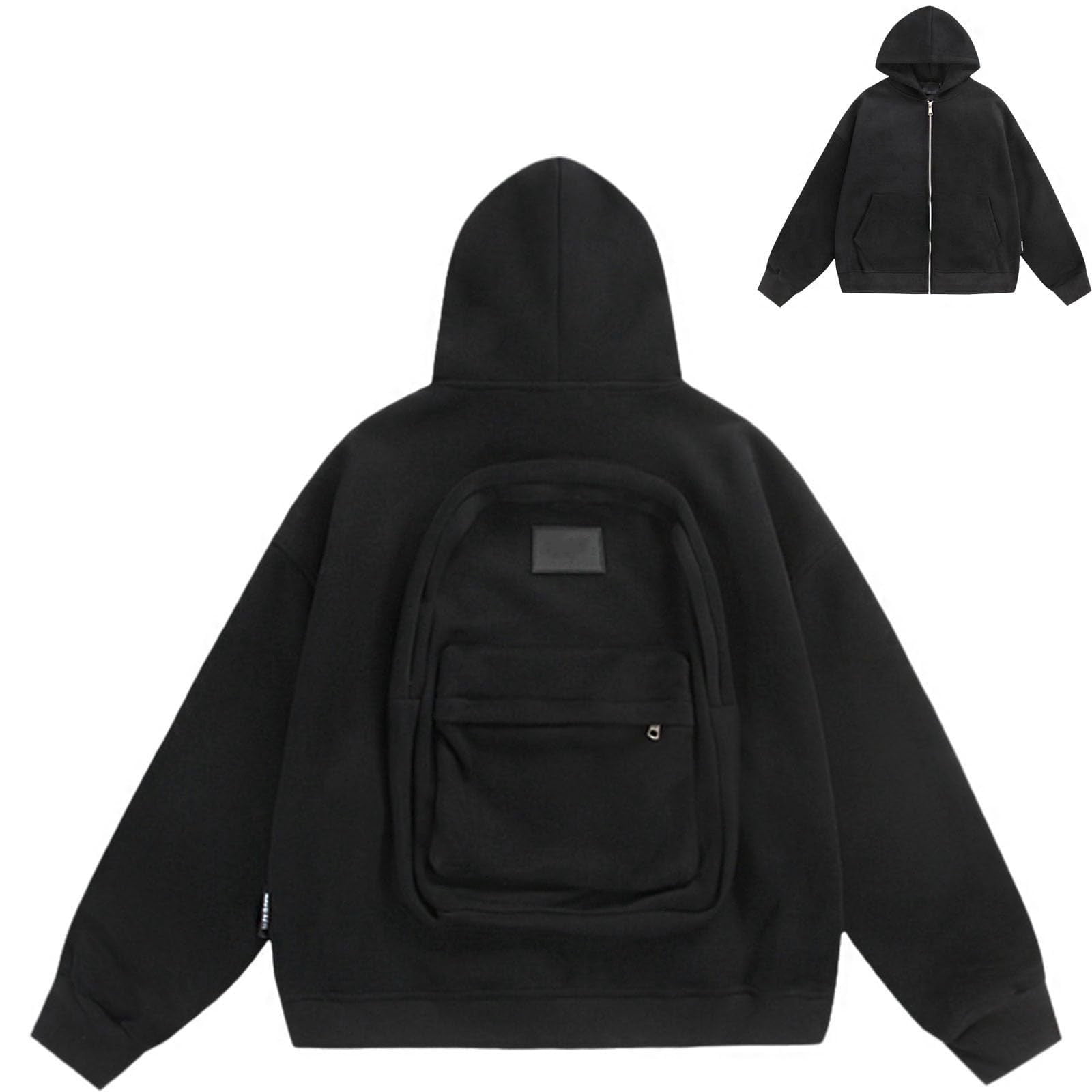 Domuza Zipper Backpack Hoodie Sweaters for Men Creative Travel Hoodie ...