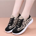 thumbnail image 1 of Domuza orthopedic shoes for women ，Leopard Print Fly Woven Sneakers, Breathable Knit Slip On Lace Up Casual Walking Shoes Black 7（EU-38）, 1 of 4