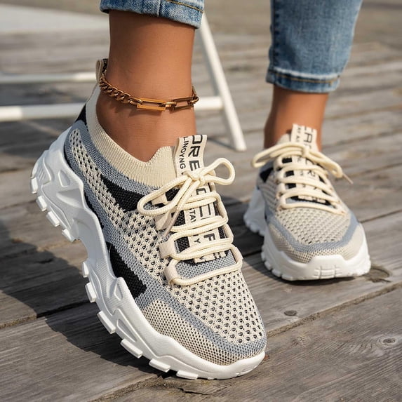 Domuza orthopedic shoes for women Fashionable Thick-Soled Sports Shoes - Breathable mesh Upper, Lightweight and Slip-Resistant, Comfortable and Stylish Walking Shoes Gray 8(EU-40)