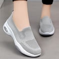 thumbnail image 1 of Domuza orthopedic shoes for women，Thick Sole Breathable Fly Woven Arch Support Shoes, Lightweight Height Increasing Slip On Casual Walking Sneakers Gray 7（EU-38）, 1 of 6