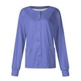 thumbnail image 1 of Domzest 2025 Black Scrubs Sets for Women Long Sleeve Basic Color Scrub Top Snap Front Lightweight Nurses Working Uniforms Warm up Medical Scrubs Set Light Purple 4XL, 1 of 4