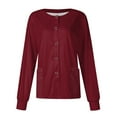 thumbnail image 1 of Domzest 2025 Scrub Jackets for Woman Long Sleeve Button up Plus Size Medical Scrub Top Basic Color Nurses Working Uniforms Cotton Scrubs Sets Wine XL, 1 of 4