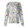 thumbnail image 1 of Domzest 2026 Womens Scrub Jacket Long Sleeve Floral Print Scrub Tops Snap Front Lightweight Plus Size Lab Coat Nurses Working Uniform Navy 3XL, 1 of 6