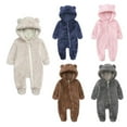 thumbnail image 1 of Domzest Baby Bear Ears Fleece Jumpsuit, Hooded Romper with Footies, Newborn Winter Warm Outwear White 9M-Month, 1 of 7