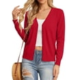 thumbnail image 1 of Domzest Button Front Cardigan for Women Lightweight Long Sleeve V Neck Knitwear Soft Basic Knit Cardigan Sweater Red L, 1 of 6