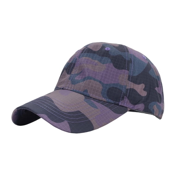 Domzest Camo Quick Drying Baseball Cap Sun Hats Unstructured Athletic Mesh Lightweight Running Golf Cap for Both Women & Men Purple