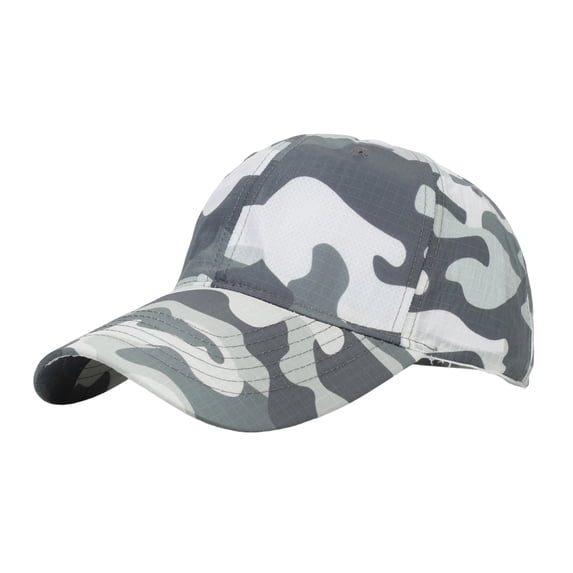 Domzest Camo Quick Drying Baseball Cap Sun Hats Unstructured Athletic Mesh Lightweight Running Golf Cap for Both Women & Men White