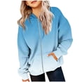 thumbnail image 1 of Domzest Girls Gradient Hoodies Zip UP Loose Fit Long Sleeve Sweatshirt Drawstring Hooded Pullover with Pocket for 3-14 Years Light Blue 100 Age:2-3Y, 1 of 5