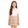 thumbnail image 1 of Domzest Girls Plaid A-line Skorts Kids School Uniform Skirt Pleated Comfy Elastic Waist Mini Skirt with Lining Yellow 120:5-6Y, 1 of 8
