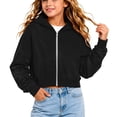 thumbnail image 1 of Domzest Girls Zip UP Hoodies Long Sleeve Loose Fit Hooded Pullover Lightweight Solid Sweatshirt for 5-15 Years Black 160 Age:13-14Y, 1 of 7