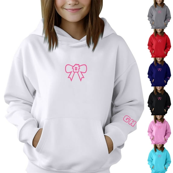 Domzest Glow House Hoodie Preppy Oversized Long Sleeve Sweatshirt kids Cute Drop Graphic Hooded Comfort Drawstring Pullover Tops with Pocket 12-13 Years Red