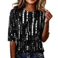thumbnail image 1 of Domzest Half Sleeve Tops for Women Boho Floral Graphic Lightweight Shirt Loose Fit Crew Neck Summer Fall Tunic Tops Black XXL, 1 of 6