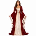 thumbnail image 1 of Domzest Halloween Costumes for Women Renaissance Long Bell Sleeve Lace-Up Medieval Dress Floor Length Gothic Princess Dresses, 1 of 6