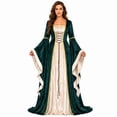 thumbnail image 1 of Domzest Halloween Costumes for Women Renaissance Long Bell Sleeve Lace-Up Medieval Dress Floor Length Gothic Princess Dresses, 1 of 6