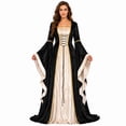 thumbnail image 1 of Domzest Halloween Costumes for Women Renaissance Long Bell Sleeve Lace-Up Medieval Dress Floor Length Gothic Princess Dresses, 1 of 6
