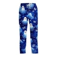 thumbnail image 1 of Domzest Halloween Mens Pajama Pants Pumpkin Ghost Bat Graphic Drawstring Elastic Waisted Pj Bottoms Wide Leg Funny Sleepwear Dark Blue L, 1 of 6