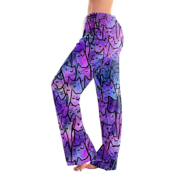 Domzest Halloween Pajama Pants Women Halloween Graphic Wide Leg Pj Bottoms Drawstring Elastic Waisted Funny Sleepwear Yellow S