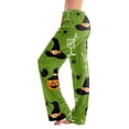 thumbnail image 1 of Domzest Halloween Pajama Pants for Women Pumpkin Ghost Bat Print Drawstring Elastic Waisted Sleepwear Wide Leg Funny Pajama Bottoms Green M, 1 of 5