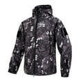 thumbnail image 1 of Domzest Jackets for Men Winter Outdoor Waterproof Camo Hooded Jacket Trendy Classic Fit Windbreaker Coats Lightweight Raincoat Gray 4XL, 1 of 2