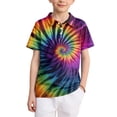 thumbnail image 1 of Domzest Kids Polo Shirt Boys Girls Back To School Short Sleeve Tie Dye Printed Quick Dry Collared T-Shirt Children Casual Summer Tops Youth Fashion Uniform Dark Gray 2-3 Years, 1 of 5