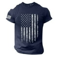 thumbnail image 1 of Domzest Men's American Flag Patriotic T-Shirts Short Sleeve 4th of July Shirt Crew Neck Summer Workout Tops USA Flag Graphic Tees Dark Blue L, 1 of 4