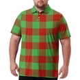 thumbnail image 1 of Domzest Men's Big and Tall Polo Shirts Short Sleeve Moisture Wicking Plus Size T Shirts Quick Dry Collared Plaid Golf Shirt Green 7XL, 1 of 6