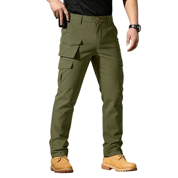 Domzest Men's Cargo Pants Ripstop Water Resistant Hiking Work Pants Outdoor Multi Pockets Army Tactical Pants Army Green 4XL
