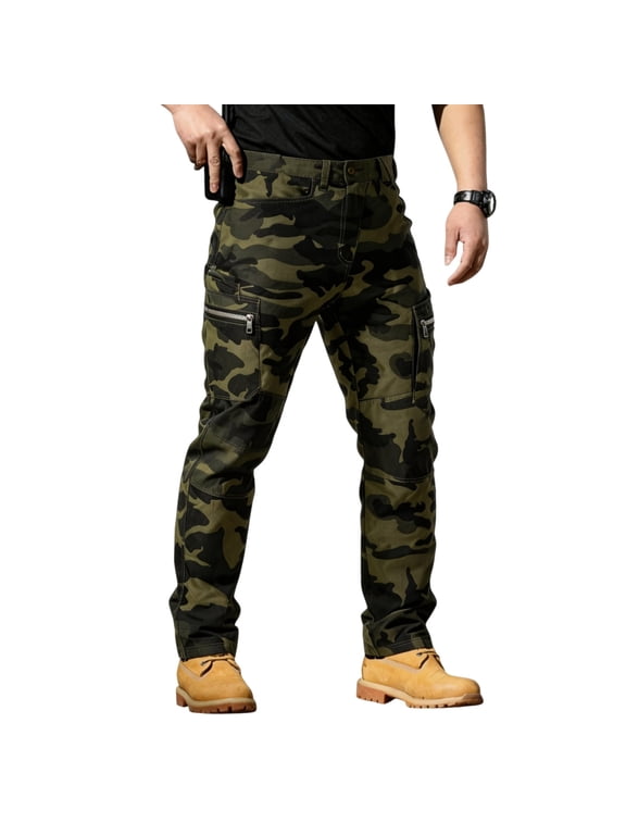 Men's Flex Stretch Tectical Pants Water Resistant Ripstop Cargo Pants Lightweight EDC Outdoor Work Hiking Pants Army Green L