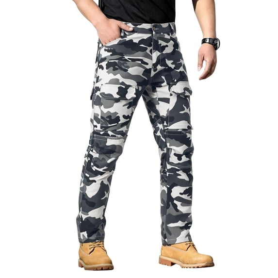 Domzest Men's Flex Tactical Pants Cotton Stretch Work Cargo Pants Lightweight EDC Outdoor Hiking Trousers Beige 4XL