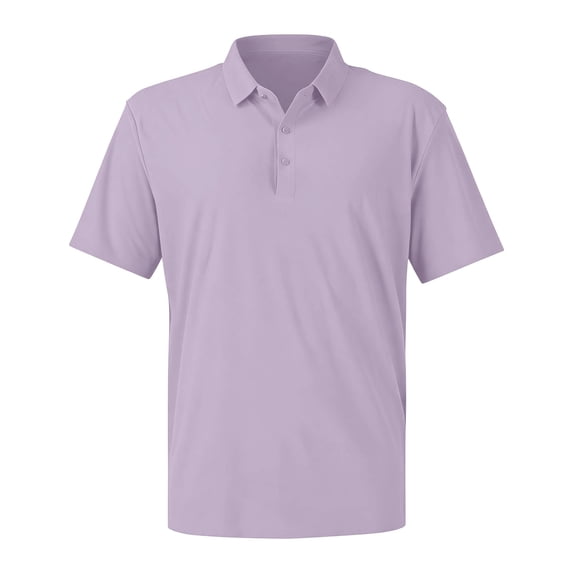 Domzest Men's Polo Shirts Short Sleeve Moisture Wicking Dry Golf Shirt Solid Casual Shirts for Casual Athletic Business Purple M